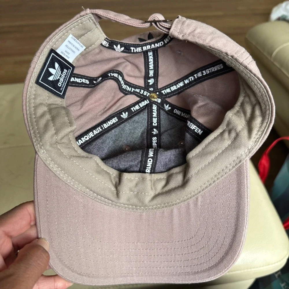 Adidas Originals Trefoil‎ Relaxed Strapback Hat Dusty Rose Pink Herringbone Cap